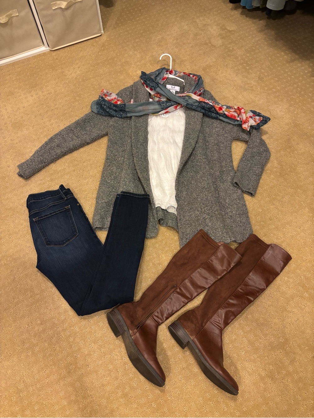 M Magaschoni Gray Boucle Wool Blend Cardigan M Shawl Collar Pockets Cozy Sweater